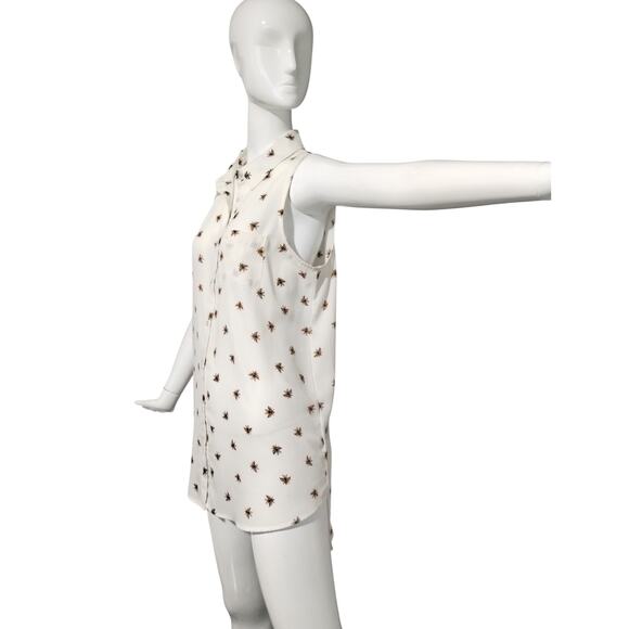 Label Rachel Roy Women's M Bumble Bee Button Down Sleeveless High Low Tunic Top - Picture 6 of 9